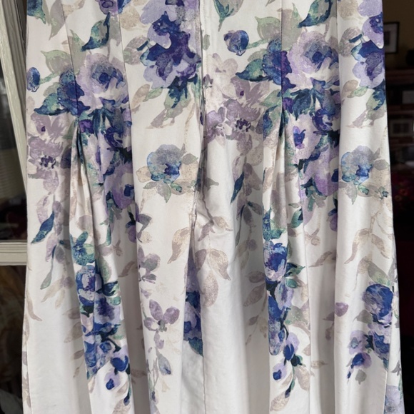 RALPH LAUREN A-LINE DRESS Sleeveless White with Blue Floral Print Sz. 14 - Picture 5 of 10